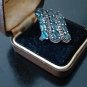 Antique Vintage 1930-s Large Sterling Silver Aquamarine Ring UK size M, US 6.25