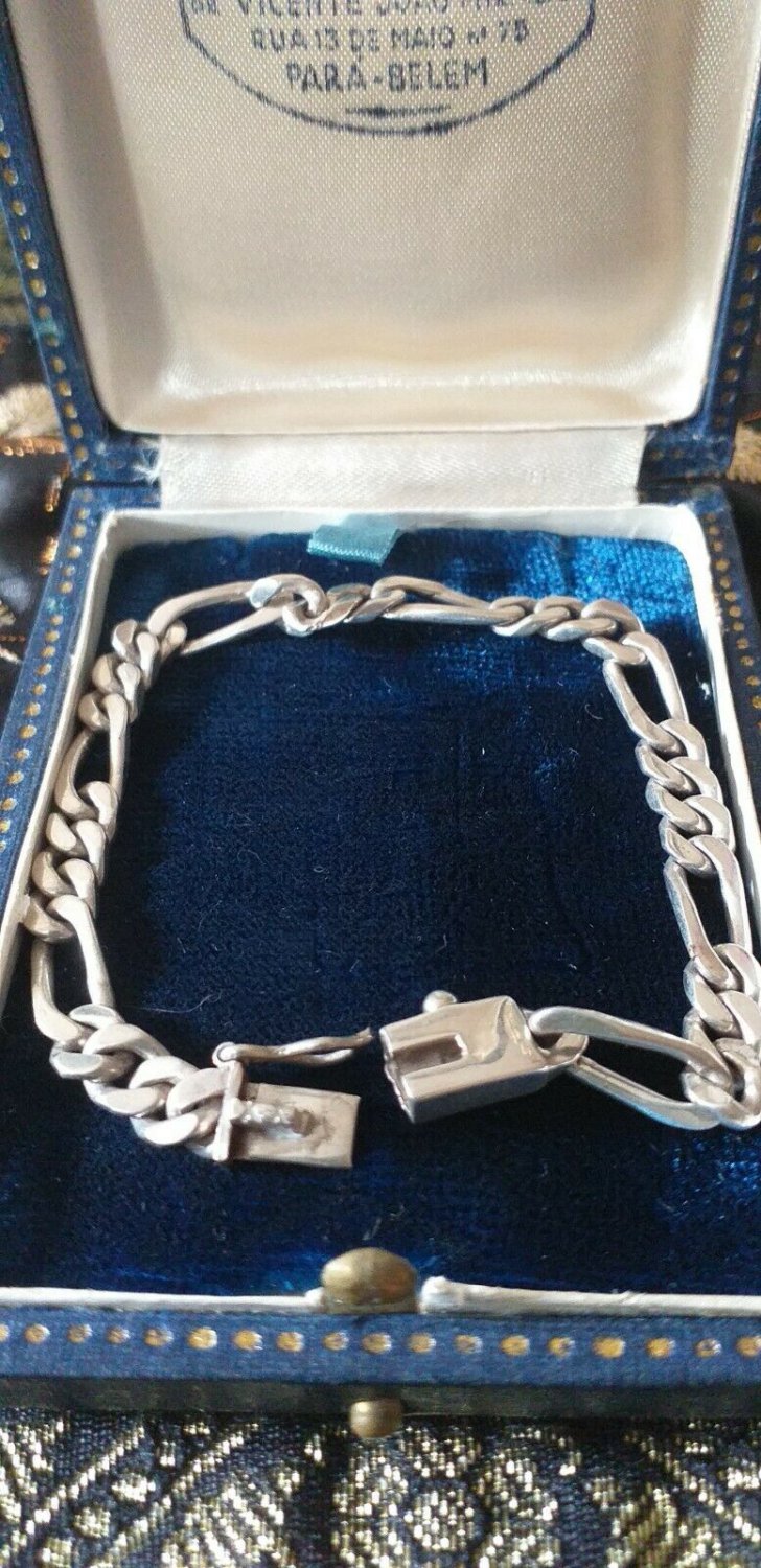 Vintage 1960 Sterling Silver 925 Figaro Link Chain Bracelet 13 gram