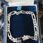 Vintage 1960 Sterling Silver 925 Figaro Link Chain Bracelet 13 gram