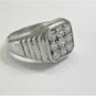 Antique Vintage 1930-s Signet Ring Sterling Silver White Zircon,UK W1/2, US 11.5