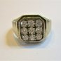 Antique Vintage 1930-s Signet Ring Sterling Silver White Zircon,UK W1/2, US 11.5