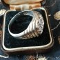 Antique Vintage 1930-s Signet Ring Sterling Silver White Zircon,UK W1/2, US 11.5