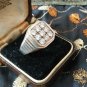 Antique Vintage 1930-s Signet Ring Sterling Silver White Zircon,UK W1/2, US 11.5