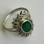 Antique Vintage Art Deco Marcasite & Green Onyx Ring Size UK R 1/2, US 9, 4 GRAM