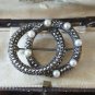 Antique Vintage Art Deco Pearl Marcasite Sterling Silver Brooch