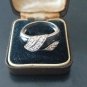 Antique Vintage 1970-s Black Onyx Sterling Silver Ring Size UK U 1/2 US 10 3/4