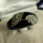 Antique Vintage 1970-s Black Onyx Sterling Silver Ring Size UK U 1/2 US 10 3/4