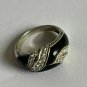 Antique Vintage 1970-s Black Onyx Sterling Silver Ring Size UK U 1/2 US 10 3/4