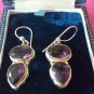 Antique Vintage Heavy - Large Edwardian Amethyst Sterling Silver Earrings