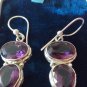 Antique Vintage Heavy - Large Edwardian Amethyst Sterling Silver Earrings