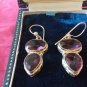 Antique Vintage Heavy - Large Edwardian Amethyst Sterling Silver Earrings