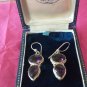 Antique Vintage Heavy - Large Edwardian Amethyst Sterling Silver Earrings