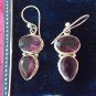 Antique Vintage Heavy - Large Edwardian Amethyst Sterling Silver Earrings