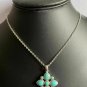 Antique Vintage 1950-s 925 Silver Turquoise Set Pendant & 20 Inch Chain, 12.9 g