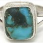 Antique Vintage Late Edwardian Sterling Silver Turquoise  Ring Size UK Q, US 8