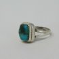Antique Vintage Late Edwardian Sterling Silver Turquoise  Ring Size UK Q, US 8