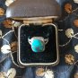 Antique Vintage Late Edwardian Sterling Silver Turquoise  Ring Size UK Q, US 8