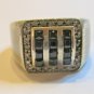 Antique Vintage 1930-s Signet Ring Sterling Silver Black/White Zircon, UK S, US9