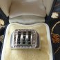 Antique Vintage 1930-s Signet Ring Sterling Silver Black/White Zircon, UK S, US9