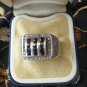 Antique Vintage 1930-s Signet Ring Sterling Silver Black/White Zircon, UK S, US9