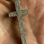 Vintage 1980-s 925 Silver/ Cubic Zirconia  Large Cross Crucifix Pendant & Chain