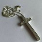 Vintage 1980-s 925 Silver/ Cubic Zirconia  Large Cross Crucifix Pendant & Chain