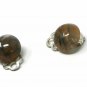 Antique Vintage 1980 Small Scottish Agate  Sterling Silver Earrings Clip on