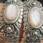 Vintage Late Edwardian Navajo Sterling Silver Earrings with Milk Opals 7.44 gram