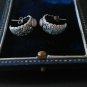 Vintage Late Edwardian Navajo Sterling Silver Earrings with Milk Opals 7.44 gram