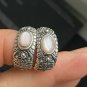 Vintage Late Edwardian Navajo Sterling Silver Earrings with Milk Opals 7.44 gram