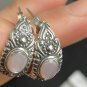 Vintage Late Edwardian Navajo Sterling Silver Earrings with Milk Opals 7.44 gram