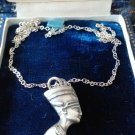 Vintage Egyptian Sterling Silver Nefertiti Queen Egypt Pendant & Chain - 1980`s