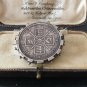 Antique Vintage Victorian 1887 Silver Double Florin Coin Brooch - Heavy 16.67 g.
