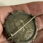 Antique Vintage Victorian 1887 Silver Double Florin Coin Brooch - Heavy 16.67 g.
