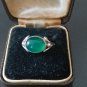 Antique Vintage 1970-s Green Onyx Sterling Silver Ring Size UK N 1/2 US 7