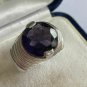 Antique Vintage 1930-s Sterling Silver Heavy Large Amethyst Signet Ring 9.8 g