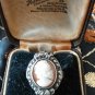 Antique Vintage Victorian Sterling Silver + 9ct AU Cameo Ring Size UK M US 6 1/4