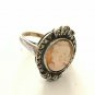 Antique Vintage Victorian Sterling Silver + 9ct AU Cameo Ring Size UK M US 6 1/4