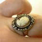 Antique Vintage Victorian Sterling Silver + 9ct AU Cameo Ring Size UK M US 6 1/4