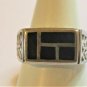 Antique Vintage 1960-s Sterling Silver Onyx Signet Ring UK R 1/2 , US 9 3/4