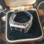 Antique Vintage 1960-s Sterling Silver Onyx Signet Ring UK R 1/2 , US 9 3/4