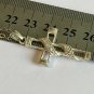 Vintage 925 Silver & Cubic Zircon Set Cross Crucifix Pendant & 16 Inch Chain
