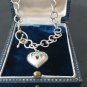 Antique Vintage Sterling Silver Abalone Modernism Era Necklace Very Heavy 33.24g