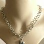 Antique Vintage Sterling Silver Abalone Modernism Era Necklace Very Heavy 33.24g