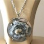 Antique Vintage Modernism Era 1920 Silver Sapphire Quartz Pendant/Brooch Heavy!