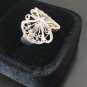 Antique Vintage 1920-s Sterling Silver Butterfly Filigree Ring Size UK Q US 8.5