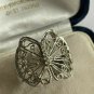 Antique Vintage 1920-s Sterling Silver Butterfly Filigree Ring Size UK Q US 8.5