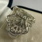 Antique Vintage 1920-s Sterling Silver Butterfly Filigree Ring Size UK Q US 8.5