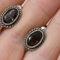 Antique Vintage Victorian Sterling Silver 925 Smoky Quartz Screw Back Earrings