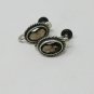 Antique Vintage Victorian Sterling Silver 925 Smoky Quartz Screw Back Earrings